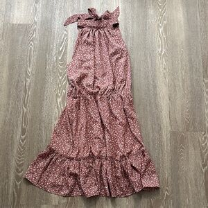 Floral Sleeveless Maxi Dress - Red